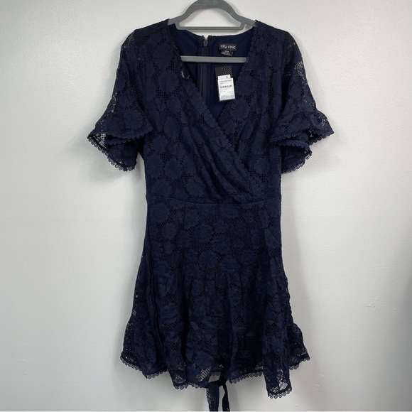 City Chic Navy Lace Dress - Picture 3 of 7